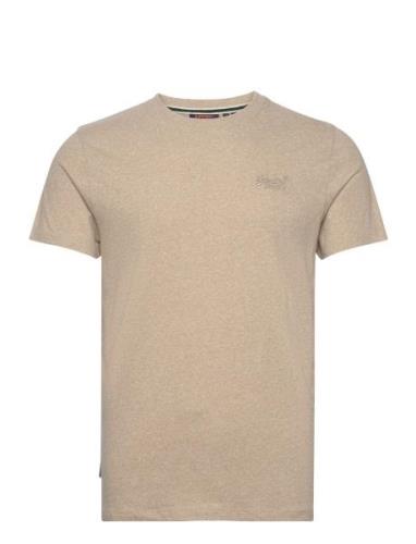 Essential Logo Emb Tee Tops T-shirts Short-sleeved Beige Superdry