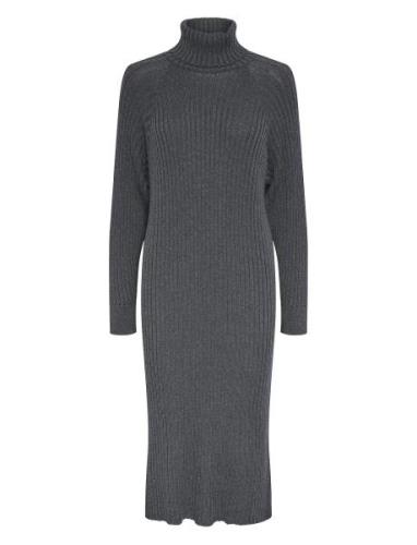 Yasmavi Knit Midi Rollneck Dress Noos Knelang Kjole Grey YAS