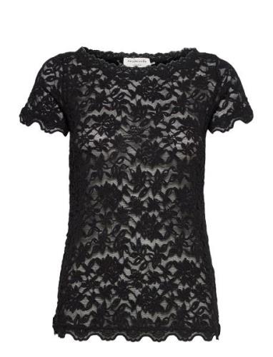 Full Lace T-Shirt Tops Blouses Short-sleeved Black Rosemunde