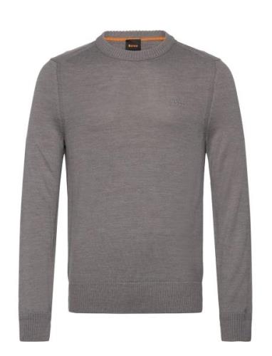 Avac_C Tops Knitwear Round Necks Grey BOSS