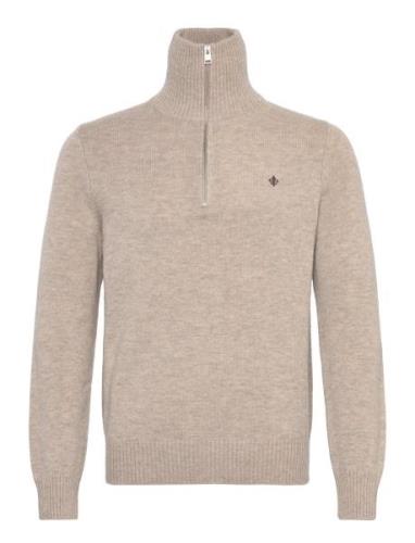 Hertford Half Zip Tops Knitwear Half Zip Jumpers Beige Morris