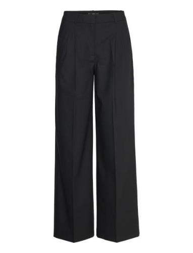 Straight-Fit Pleated Trousers Bottoms Trousers Suitpants Black Mango