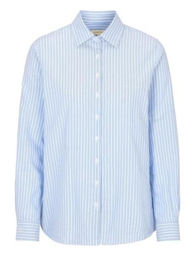 Elsa Striped Oxford Shirt Tops Shirts Long-sleeved Blue Newhouse