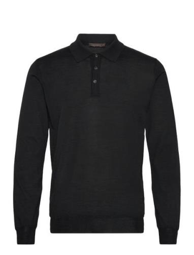 Melvin Poloshirt Tops Knitwear Long Sleeve Knitted Polos Black Oscar J...