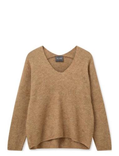 Mmthora V-Neck Knit Tops Knitwear Jumpers Brown MOS MOSH