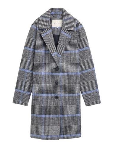 Long Check Coat Outerwear Coats Winter Coats Navy Tom Tailor