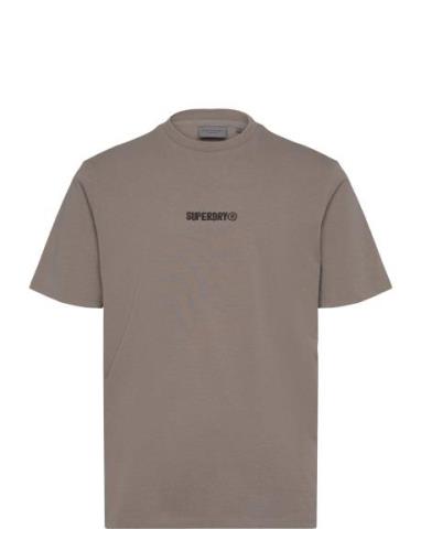 Micro Logo Graphic Loose Tee Tops T-shirts Short-sleeved Beige Superdr...