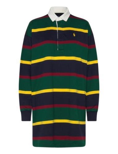 Striped Cotton Jersey Rugby Dress Knelang Kjole Green Polo Ralph Laure...