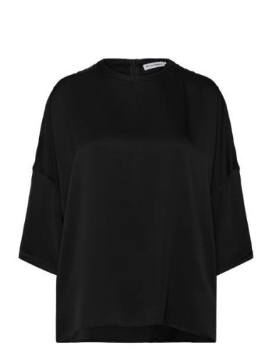 Thess Silk Tee Tops T-shirts & Tops Short-sleeved Black Ahlvar Gallery