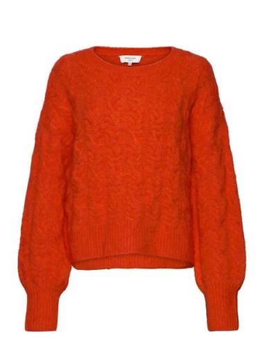 Cable Knit O-Neck Tops Knitwear Jumpers Red Rosemunde