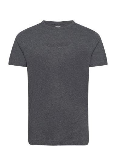 S/S Crew Neck Tops T-shirts Short-sleeved Grey Calvin Klein