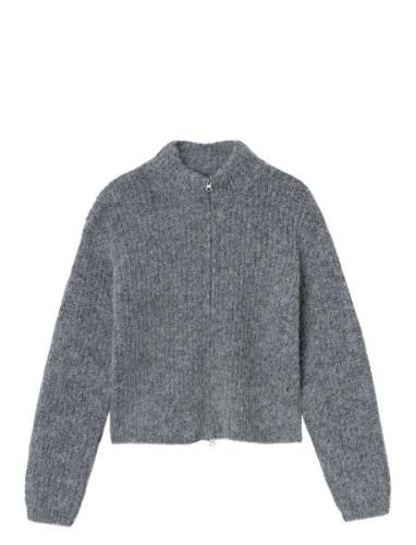 Nlfnulo Ls Short Knit Cardigan Tops Knitwear Pullovers Grey LMTD