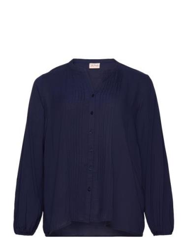 Wa-Sia Tops Blouses Long-sleeved Navy Wasabiconcept