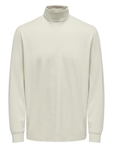 Onsarbor Reg Roll Neck Tops Knitwear Turtlenecks Cream ONLY & SONS