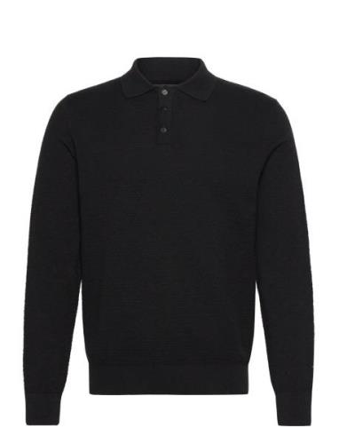 Mads Knitted Polo Tops Knitwear Long Sleeve Knitted Polos Black Clean ...