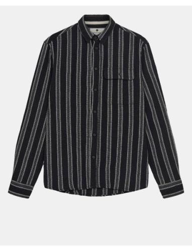 Akleif Structure Shirt Tops Shirts Casual Black Anerkjendt