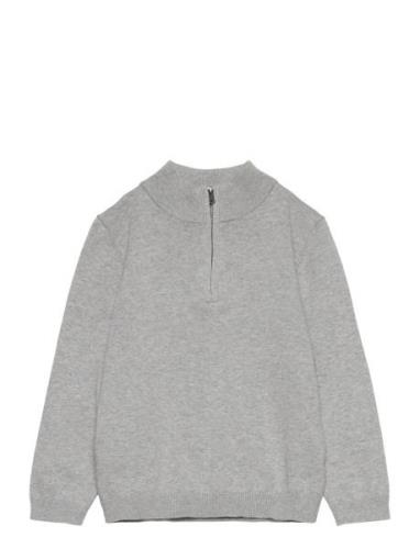 Zip Neck Jumper Tops Knitwear Pullovers Grey Mango