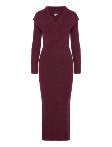 Amaya Knitted Dress Maxikjole Festkjole Burgundy Twist & Tango