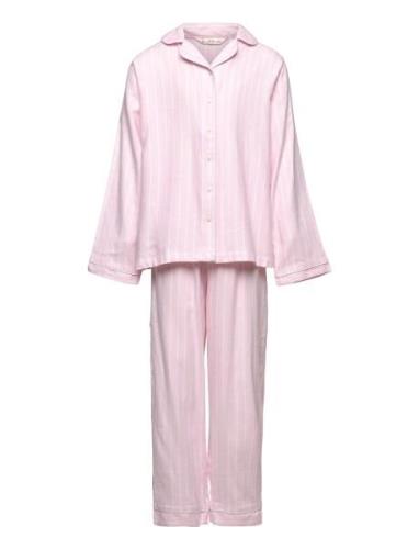 Striped Long Pyjamas Pyjamas Sett Pink Mango