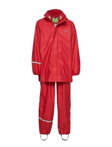 Basic Rainwear Set -Solid Pu Outerwear Rainwear Rainwear Sets Red CeLa...