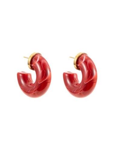 Ivy Chunky Hoops Accessories Jewellery Earrings Hoops Red By Jolima