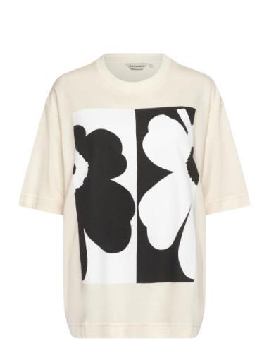 Veisto Unikko Placement Tops T-shirts & Tops Short-sleeved Cream Marim...