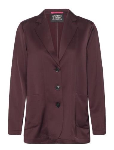 Sb Satin Blazer Blazers Single Breasted Blazers Burgundy Scotch & Soda