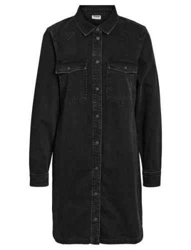 Nmnew Signe L/S Denim Dress Vi001Bl Noos Knelang Kjole Black NOISY MAY