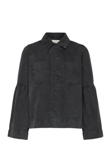 Hannali Ls Denim Jacket Dongerijakke Denimjakke Black NORR