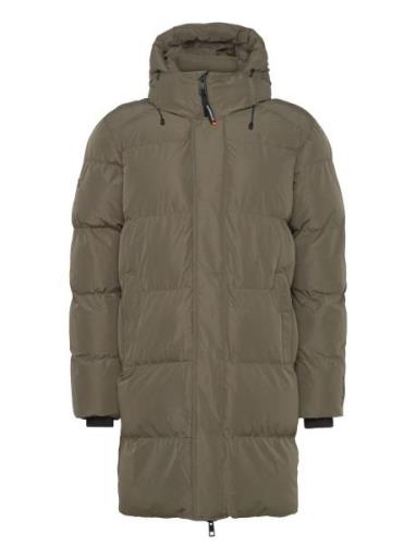 Hooded Sports Puffer Mid Jkt Ullfrakk Frakk Khaki Green Superdry