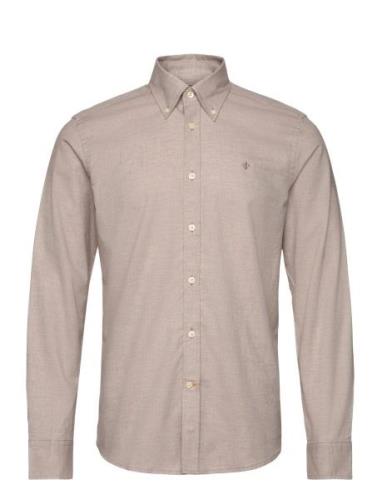 Watts Flannel Shirt-Slim Fit Tops Shirts Casual Beige Morris