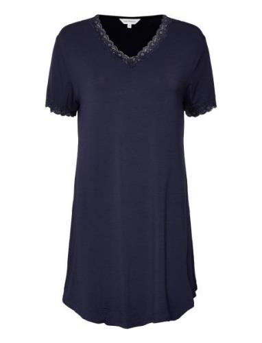 Bamboo Short Sleeve Nightdress With Nattkjole Blue Lady Avenue