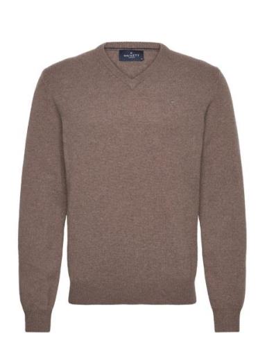 Lambswool V Neck Tops Knitwear V-necks Brown Hackett London