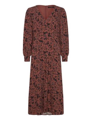 Jeanie Brina Crepe Dress Knelang Kjole Brown French Connection