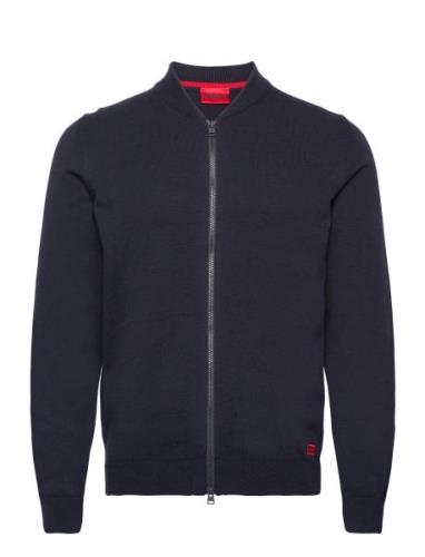 San Jaque-C Tops Knitwear Full Zip Jumpers Navy HUGO