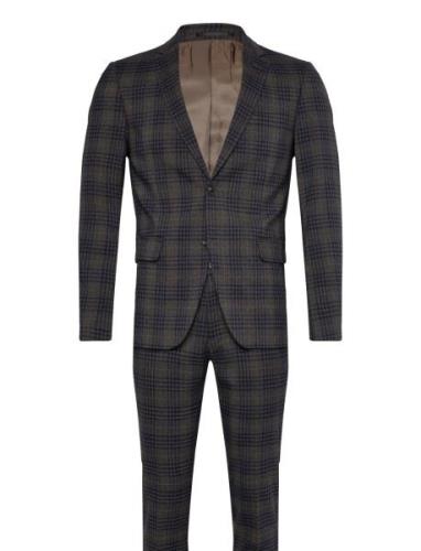 Checked Stretch Suit Dress Brown Lindbergh