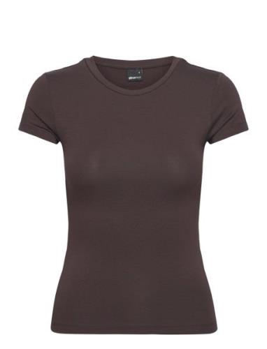 Soft Touch Top Tops T-shirts & Tops Short-sleeved Brown Gina Tricot