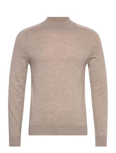 Merino Mock Neck Designers Knitwear Round Necks Beige Morris