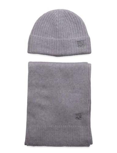 Sarmi_Set Accessories Headwear Beanies Grey HUGO