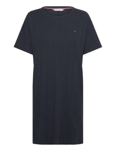 Ss Rib Jersey Nightdress Nattkjole Navy Tommy Hilfiger