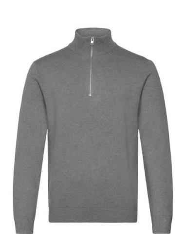 Ecovero Half Zip Knit Tops Knitwear Half Zip Jumpers Grey Lindbergh