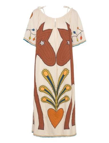 Embroidered Strap Midi Dress Knelang Kjole Multi/patterned Stella Nova