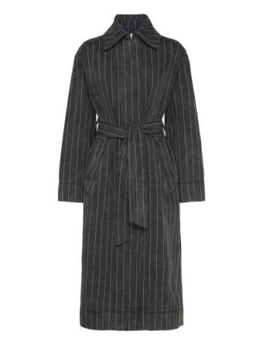 Hobbes - Denim Stripes Trench Coat Kåpe Black Day Birger Et Mikkelsen