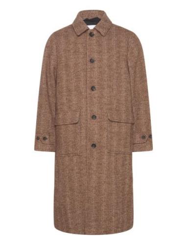 Maximilian Herringb Wool Coat Ullfrakk Frakk Brown Les Deux