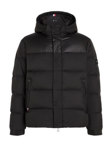 Mix Down Hooded Puffer Jacket Fôret Jakke Black Tommy Hilfiger