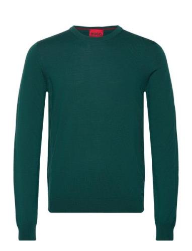 San Cedric-M1 Designers Knitwear Round Necks Green HUGO