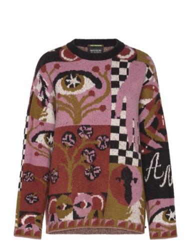 Jacquard Over D Pullover Tops Knitwear Jumpers Pink Scotch & Soda