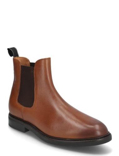 Calf Leather-Asher Chlsea-Bo-Mcb Støvletter Chelsea Boot Brown Polo Ra...