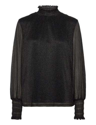 Mmximena Glam Ls Blouse Tops Blouses Long-sleeved Black MOS MOSH