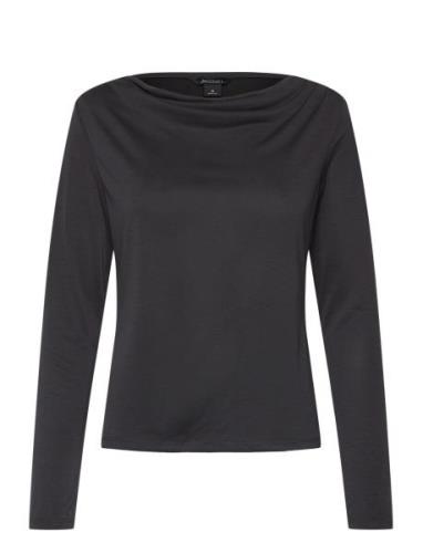 Long Sleeved Ruched Boat Neck Top Tops T-shirts & Tops Long-sleeved Bl...